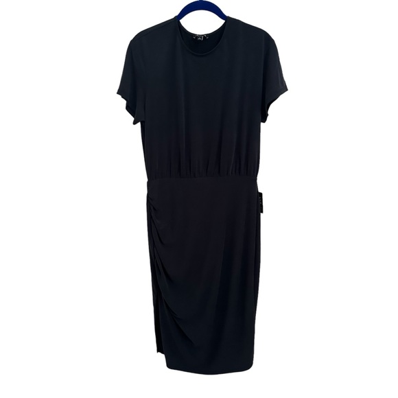 NWT! Express Silky Sueded Jersey Ruched T Shirt Midi Dress in Petite Medium - Picture 4 of 13